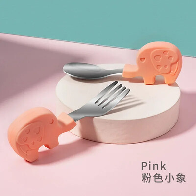 Gadget-uri pentru bebeluși Set de veselă Ustensile pentru copii din oțel inoxidabil Veselă pentru copii mici Tacâmuri din desene animate Hrană pentru sugari Linguriță Furculiță