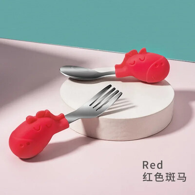 Gadget-uri pentru bebeluși Set de veselă Ustensile pentru copii din oțel inoxidabil Veselă pentru copii mici Tacâmuri din desene animate Hrană pentru sugari Linguriță Furculiță