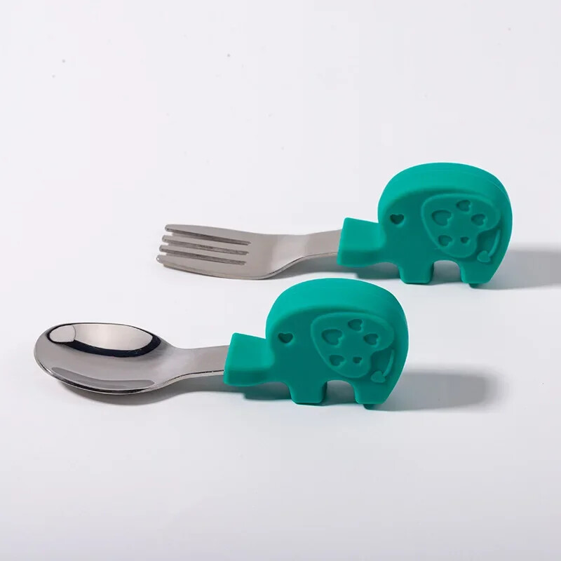 Gadget-uri pentru bebeluși Set de veselă Ustensile pentru copii din oțel inoxidabil Veselă pentru copii mici Tacâmuri din desene animate Hrană pentru sugari Linguriță Furculiță