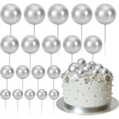 20 τεμ. Sliver Ball Cake Topper Decorations DIY Foam Ball Cake Toppers Cupcake Toppers Προμήθειες για πάρτι γενεθλίων για την επέτειο γάμου