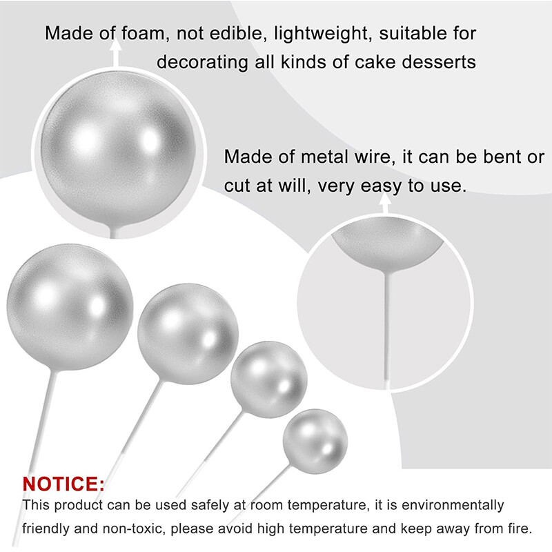 20 de bucăți decorațiuni pentru tort cu bile din așchie, inserție pentru tort cu bile din spumă, decorațiuni pentru cupcake, pentru aniversarea nunții, pentru petrecerea de naștere.