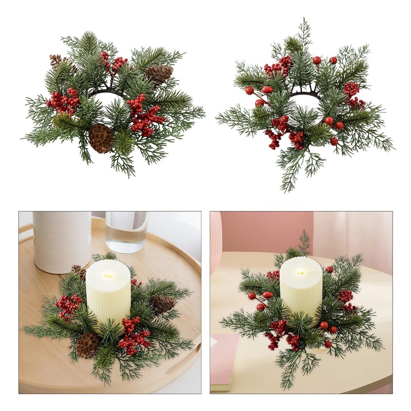 Oszlopos gyertyagyűrű karácsonyi gyertyakoszorú étkezőasztal rusztikus gyertyafüzér gyűrűk otthoni esküvői bár kávézóba
