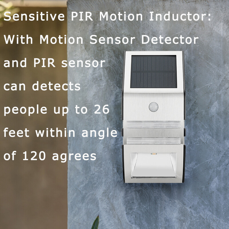 Lampă de perete cu LED de exterior cu energie solară Senzor de mișcare PIR Control automat impermeabil IP65 pentru gard de grădină pentru decorarea curții