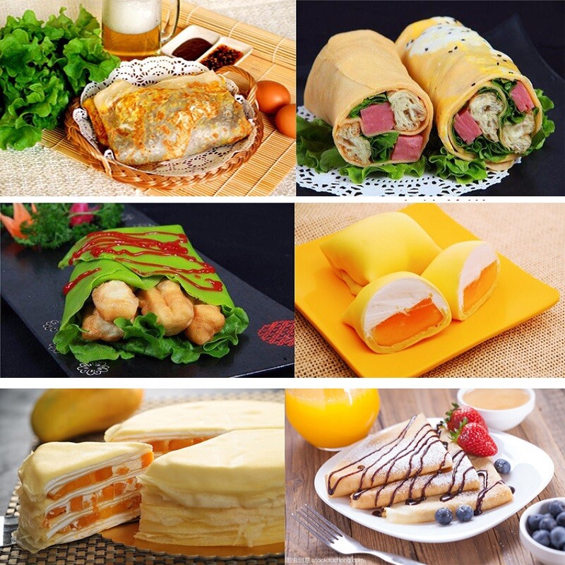 Nerūdijančio plieno prancūziško blyno tepimo blynelių, panašių į tešlą, tepimo įrankiai.