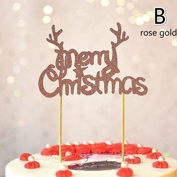 10 τμχ/ παρτίδα Χρυσό κόκκινο Merry Christmas Party Cake Toppers Decoration for Christmas Decoration Supplies