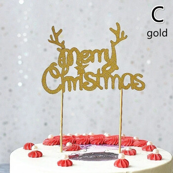 10 τμχ/ παρτίδα Χρυσό κόκκινο Merry Christmas Party Cake Toppers Decoration for Christmas Decoration Supplies