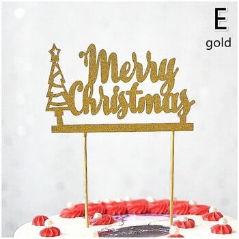 10 τμχ/ παρτίδα Χρυσό κόκκινο Merry Christmas Party Cake Toppers Decoration for Christmas Decoration Supplies