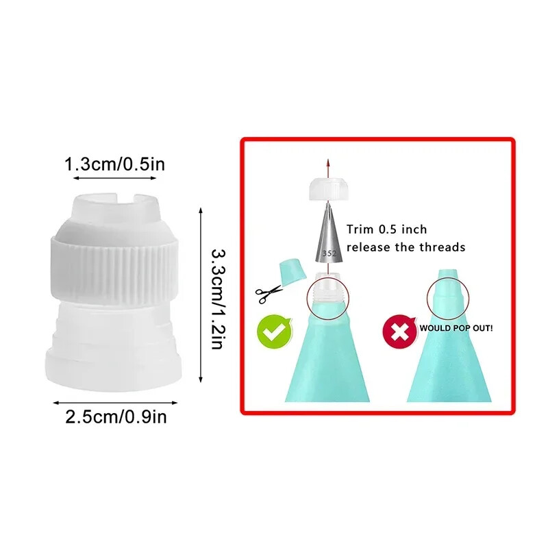8/10/16 bucăți/set Sfaturi pentru pungi de patiserie din silicon pentru prăjituri de bucătărie pentru glazură cremă instrumente pentru decorarea prăjiturii Set de duze reutilizabile + 1 pungi de patiserie