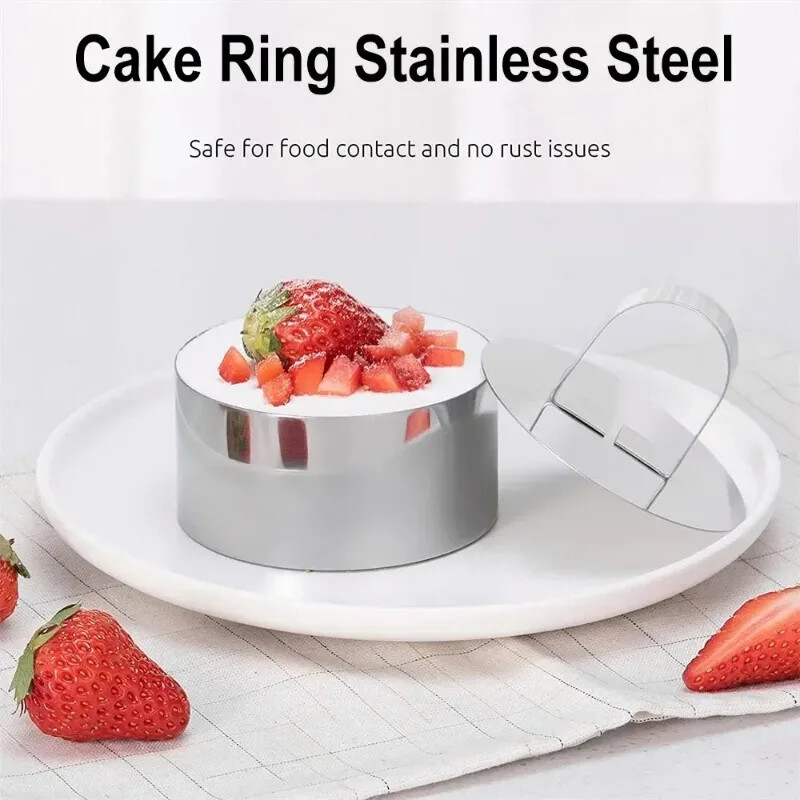 1 buc Inele pentru Tartă DIY 8*4cm Mucegaiă pentru Desert Tort Tăiător Cutter Circular din oțel inoxidabil cu împingător Kitchecn Instrumente de patiserie