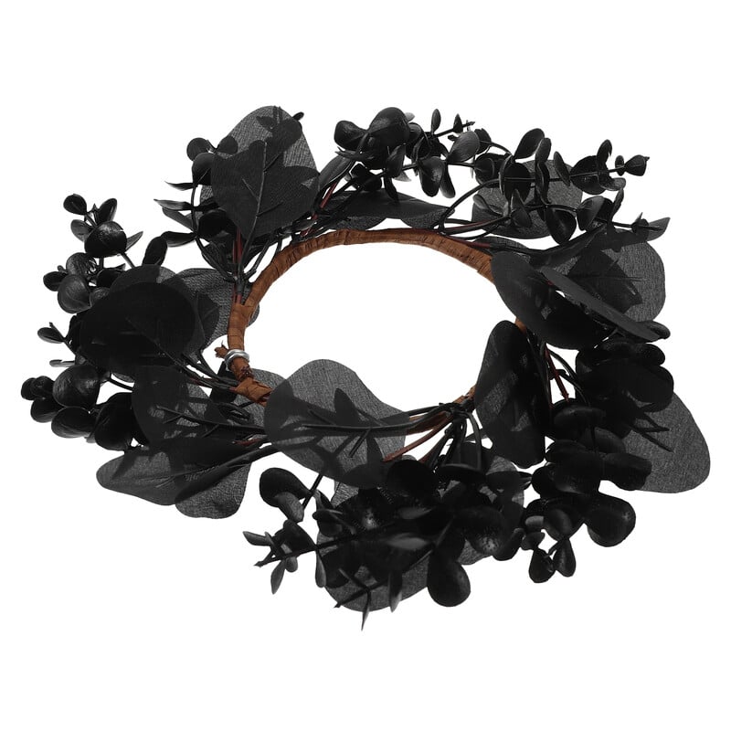 Helovino vainikas juodo klevo lapo moliūgo kabantys papuošalai siaubo atmosferos durys pakabinamos durys lauke