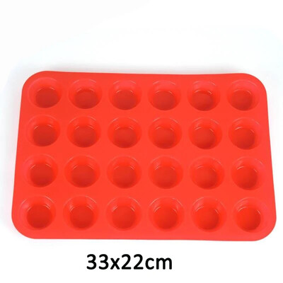 Tava pentru brioșe din silicon cu 24 de cești și tigaie pentru copt pentru prăjituri, forma rotundă pentru prăjituri antiaderente, mini tavă pentru brioșe.