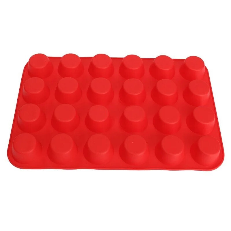 Tava pentru brioșe din silicon cu 24 de cești și tigaie pentru copt pentru prăjituri, forma rotundă pentru prăjituri antiaderente, mini tavă pentru brioșe.