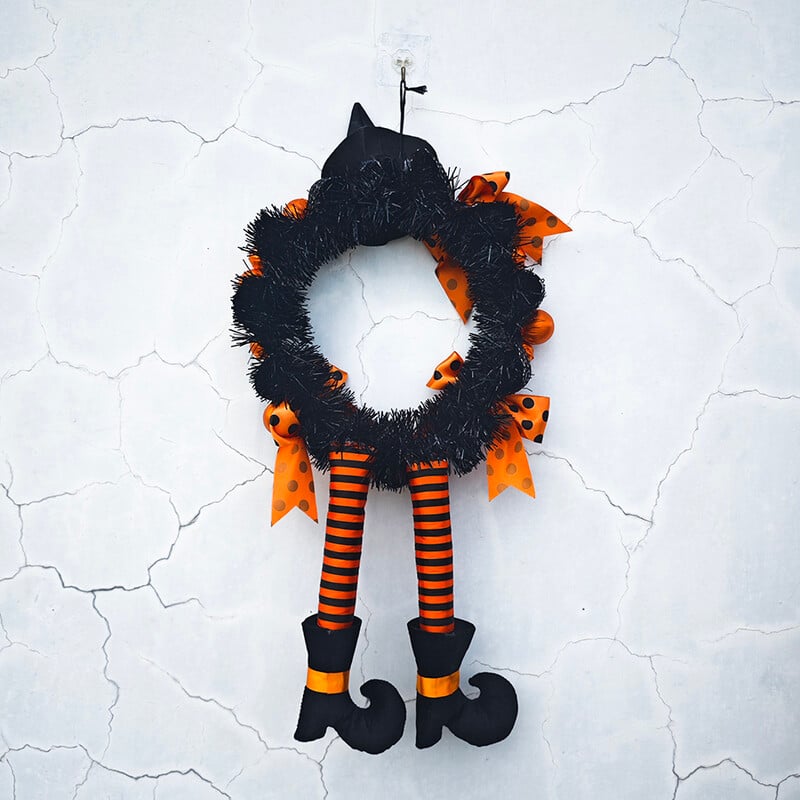 Helovino girliandos kabantys durys, dvi kojos, oranžinis moliūgų vainikas, vaiduoklių namas, pakabukas vaiduoklis festivalis Siaubo vakarėlis kabantis ornamentas