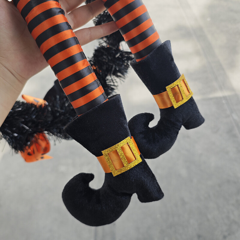 Helovino girliandos kabantys durys, dvi kojos, oranžinis moliūgų vainikas, vaiduoklių namas, pakabukas vaiduoklis festivalis Siaubo vakarėlis kabantis ornamentas