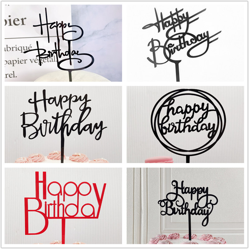 6 buc. Topper pentru tort mixt La mulți ani, auriu, pentru copii, acrilic, pentru petrecerea de naștere, decorare pentru prăjituri pentru baby shower, consumabile pentru steag