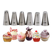 6 vnt nerūdijančio plieno purkštukai konditerijos antgaliai vamzdžių antgaliai kreminiai purkštukai bandeliams ir keksiukams dekoruoti