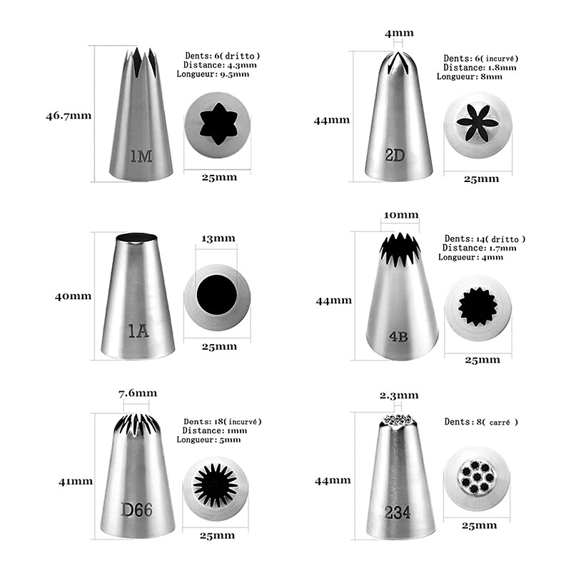 6 buc. Duze din oțel inoxidabil Duze pentru patiserie Vârfuri pentru țevi Duze pentru cremă pentru decorarea brioșelor și cupcakes-urilor