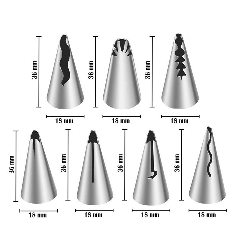 7 vnt./komplektas Vestuviniai Rusiški purkštukai Tešlos sijonas Glajus vamzdeliai Antgaliai Tešlos dekoravimo patarimai Tortų keksiukų dekoravimo įrankiai