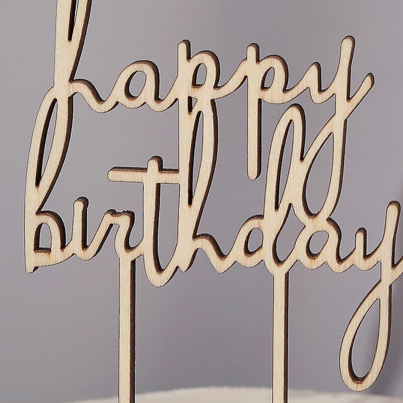 2BUC LA MULȚI ANI Plug-in din dantela steag din lemn pentru tort