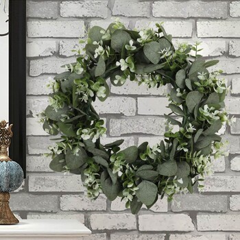 Greenery Wheath Висулка Door Leaves Decor Home Wedding Floral Ornament Tool 45cm/17.72 Inch Голям Коледен венец Outdoor 60