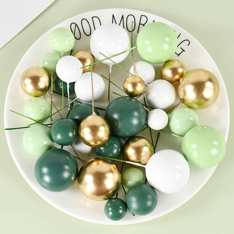 32 bucăți/set Decoratiuni pentru topper pentru tort verde Mini spumă decorată cu insertie sferică de cupcake pălării pentru decorare pentru nuntă, petrecere, ziua de naștere