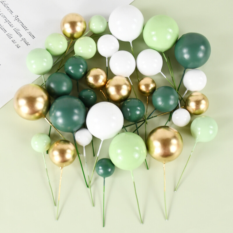 32 bucăți/set Decoratiuni pentru topper pentru tort verde Mini spumă decorată cu insertie sferică de cupcake pălării pentru decorare pentru nuntă, petrecere, ziua de naștere