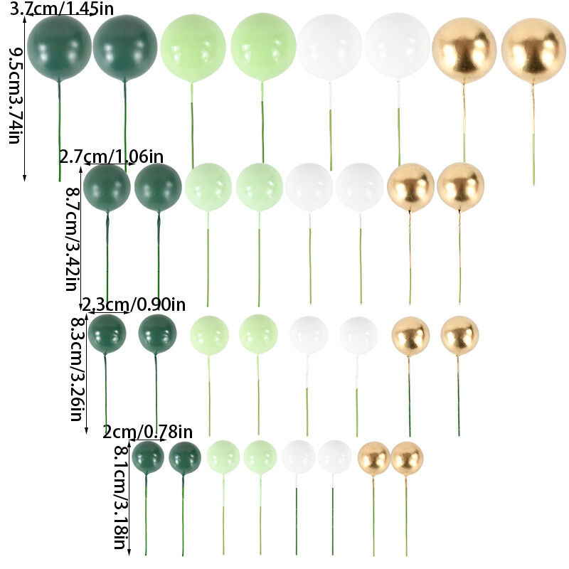 32 bucăți/set Decoratiuni pentru topper pentru tort verde Mini spumă decorată cu insertie sferică de cupcake pălării pentru decorare pentru nuntă, petrecere, ziua de naștere