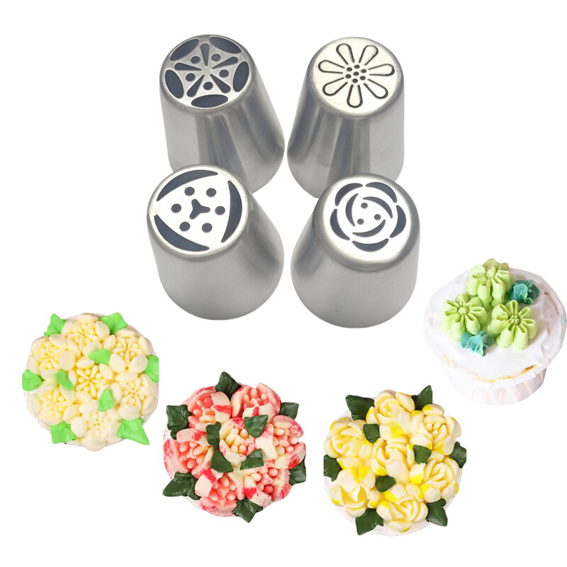 1 vnt rusiško glajaus vamzdelių antgaliai Tulpės nerūdijančio plieno gėlių kreminis pyragas Tešlos antgaliai Lapų purkštukai Silikoninis maišelis Cupcake DIY