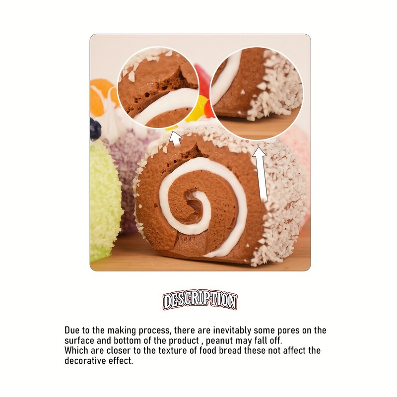 Model de tort elvețian de simulare, model de mâncare pentru prăjituri false pentru desert, obiecte de fotografie pentru meserii de acasă, accesorii pentru afișarea magazinului de deserturi