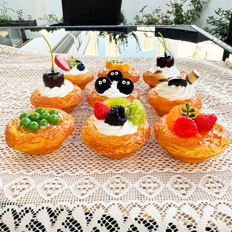 Tartă cu fructe artificiale Tartă cu ouă Desert Model Scenă de bucătărie Simulare Autocolant Frigider Vitrine Decorare Home Decor