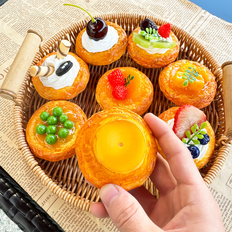 Tartă cu fructe artificiale Tartă cu ouă Desert Model Scenă de bucătărie Simulare Autocolant Frigider Vitrine Decorare Home Decor