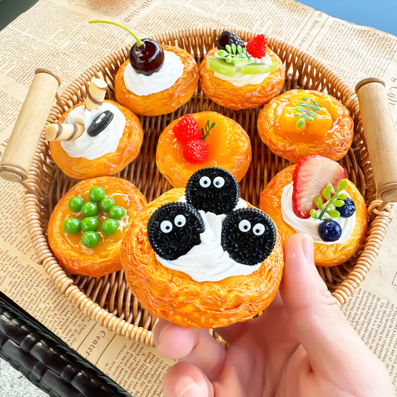 Tartă cu fructe artificiale Tartă cu ouă Desert Model Scenă de bucătărie Simulare Autocolant Frigider Vitrine Decorare Home Decor