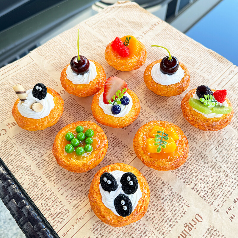 Tartă cu fructe artificiale Tartă cu ouă Desert Model Scenă de bucătărie Simulare Autocolant Frigider Vitrine Decorare Home Decor