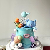Ocean Fish Octopus Turtle Whales Cake Topper Birthday Sea Animal Cake Διακόσμηση πάρτι γενεθλίων Παιδικό δώρο Διακόσμηση κέικ ντους μωρού