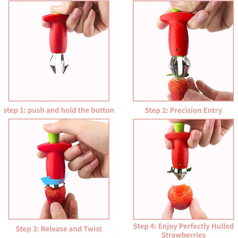 1 bucată pentru îndepărtarea tulpinilor de fructe de bucătărie, din oțel inoxidabil, pentru îndepărtarea votului de căpșuni, cuțit pentru tulpini de căpșuni, instrument de săpat frunze de roșii și sâmburi