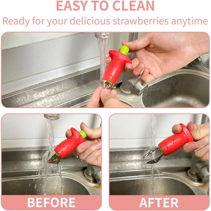 1 bucată pentru îndepărtarea tulpinilor de fructe de bucătărie, din oțel inoxidabil, pentru îndepărtarea votului de căpșuni, cuțit pentru tulpini de căpșuni, instrument de săpat frunze de roșii și sâmburi