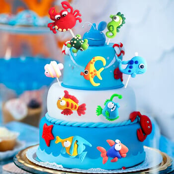 7 τμχ Under the Sea Cake Toppers Ocean Cake Decorations Μπομπονιέρες για Baby Shower Ocean Birthday Party Decorations Supplies