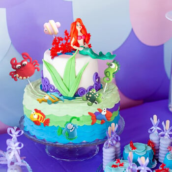 7 τμχ Under the Sea Cake Toppers Ocean Cake Decorations Μπομπονιέρες για Baby Shower Ocean Birthday Party Decorations Supplies