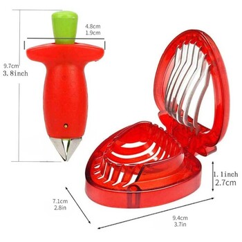 1/2 τεμ. Strawberry Huller Dem Remover And Strawberry Slicer Set Potatoes Tomato Corer Slicer Εργαλεία κουζίνας από ανοξείδωτο χάλυβα