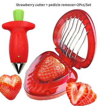 1/2 τεμ. Strawberry Huller Dem Remover And Strawberry Slicer Set Potatoes Tomato Corer Slicer Εργαλεία κουζίνας από ανοξείδωτο χάλυβα