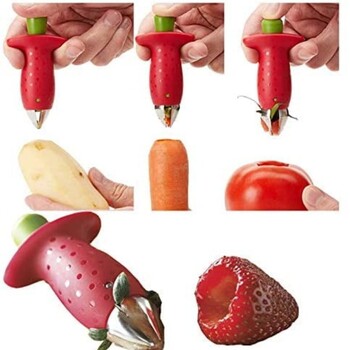 1/2 τεμ. Strawberry Huller Dem Remover And Strawberry Slicer Set Potatoes Tomato Corer Slicer Εργαλεία κουζίνας από ανοξείδωτο χάλυβα