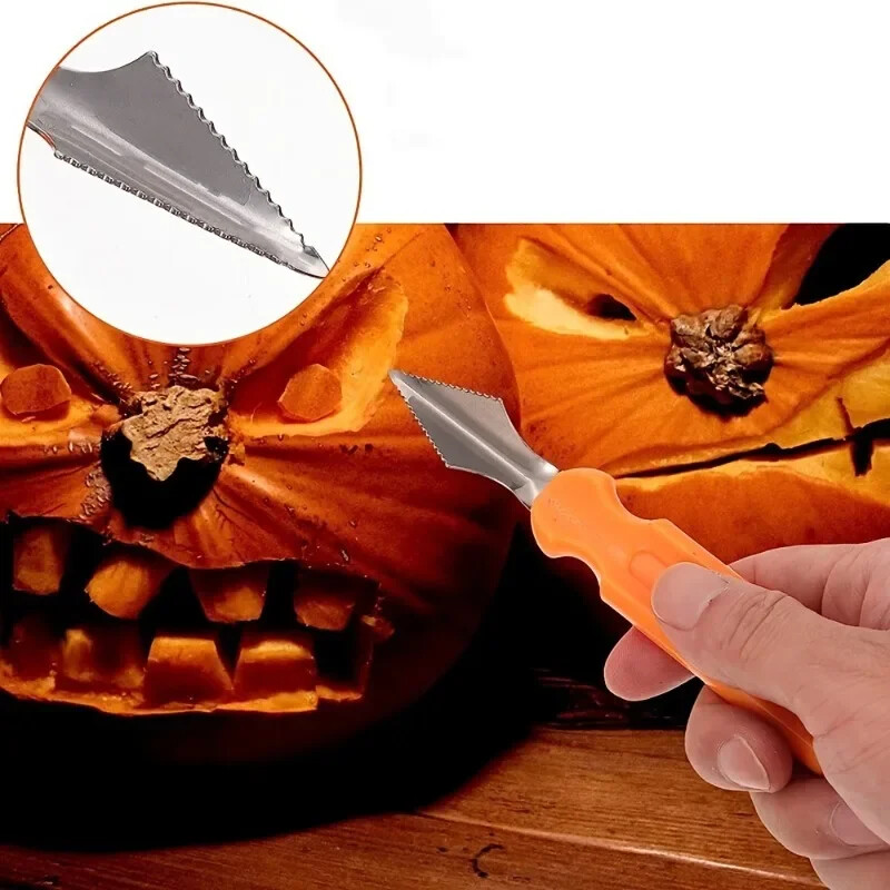 Halloween din oțel inoxidabil 7 buc/10 buc Kit de instrumente pentru sculptat dovleac Set profesional de cuțit pentru sculptat dovleac cu carcasă de transport