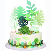 7 tk troopiliste palmilehtedega koogikatted Hawaii jaoks Luau koogivalik Loomade džungliteemaline metsik ühe sünnipäevapeo tordikaunistus