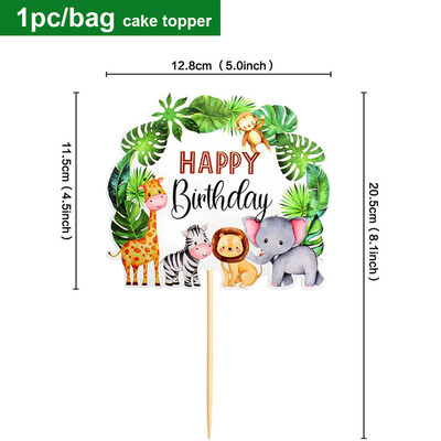 7 tk troopiliste palmilehtedega koogikatted Hawaii jaoks Luau koogivalik Loomade džungliteemaline metsik ühe sünnipäevapeo tordikaunistus