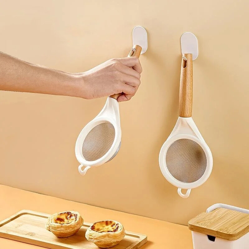 Nerūdijančio plieno miltų sietelis cukraus miltelių sultys sojų pupelių pieno putų filtras smulkaus ekrano medinės rankenos buitiniai virtuvės kepimo įrankiai