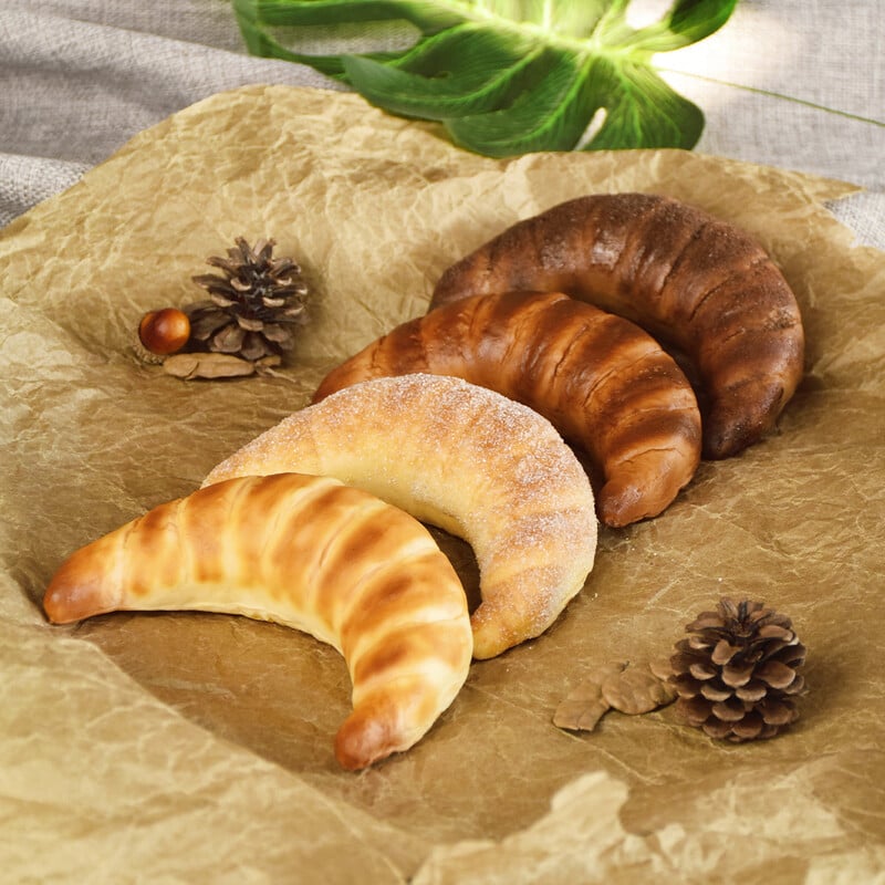Croissant model de pâine franceză de simulare, recuzită pentru pâine falsă, potrivită pentru decorarea la coadă a magazinului de mărfuri de birou de birou de birou