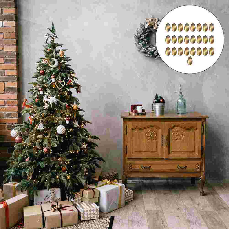 25 buc. Ornamente de festival de ghindă de aur Decorații de simulare Castane false Articole de petrecere naturale de Crăciun