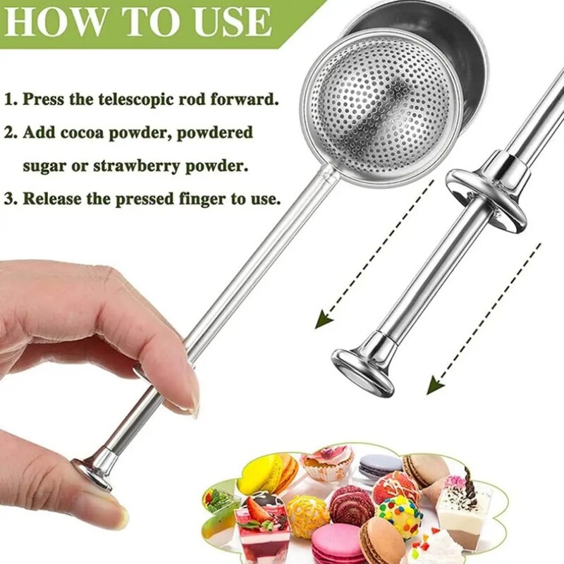 Nerūdijančio plieno miltų sietelis cukraus sijotuvas Kakavos duster Baker virtuvės įtaisai Pyragai desertas „pasidaryk pats“ kepimo miltelių maišymo įrankis