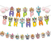 Cat Paw Happy Birthday Banner Garland Hanging for Pet Theme First Birthday Party Baby Shower Νηπιαγωγείο