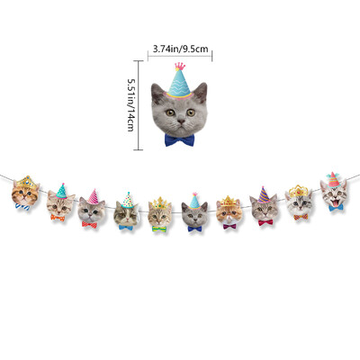 Cat Paw Happy Birthday Banner Garland Hanging for Pet Theme First Birthday Party Baby Shower Νηπιαγωγείο